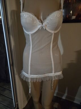 Vintage Y2K VS Sexy Little Things Corset Top 34C Sheer Bridal Merrywidow